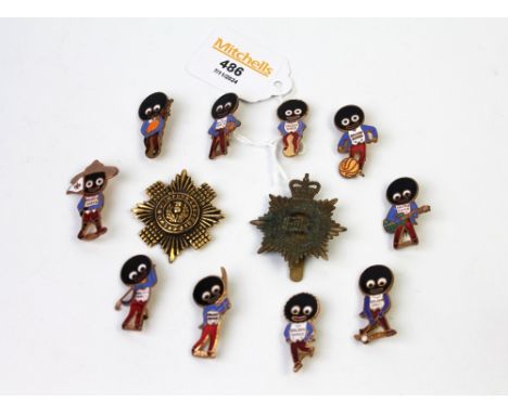 Collection of Robertson's golden shred jam men together with two cap badges   These items are listed on the basis they are il