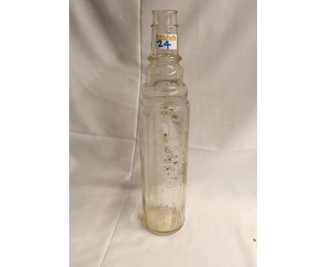 Esso Lube glass oil bottle 1 quart 39cm high.