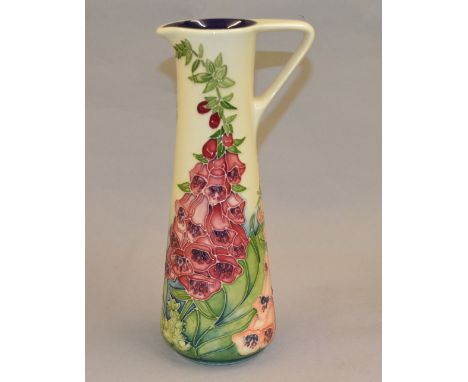 Moorcroft jug, Rachel Bishop 'Amberwood' pattern, 2002, height 24cm, marked to base 'R. Bishop', '296', 'PB' and stamped with