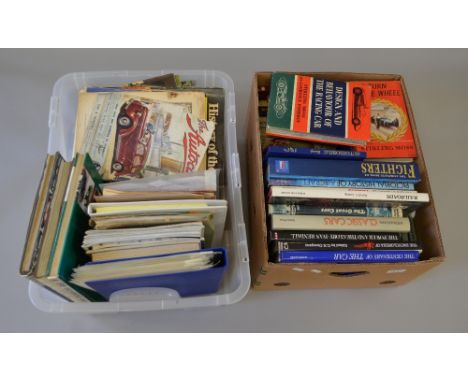 Good selection of motoring related books, includes Jaguar service manual, etc. 40+ (2 boxes)