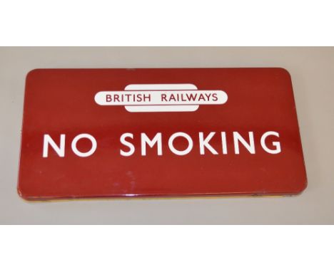 British Railways midland region NO SMOKING enamel sign, some areas of re-painting to face. Rear of sign re-painted. 