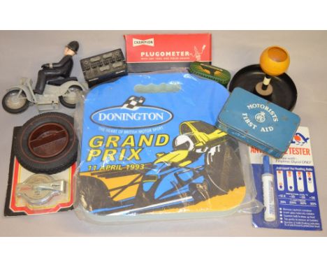 Mixed lot of automobilia including an RAC Motorists First Aid Kit.