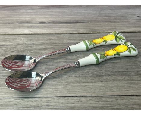 2X SERVING SPOONS WITH CERAMIC HANDLES  / G48