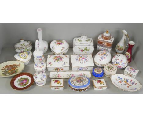 A box of assorted decorative trinket pots, dishes, vases, bell, Past Times caddy, etc. **PLEASE NOTE THIS LOT IS NOT ELIGIBLE