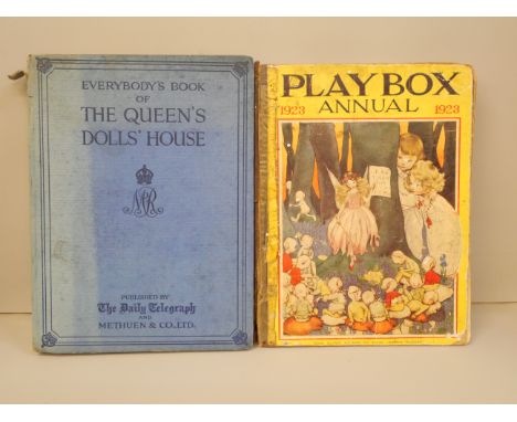 A First Edition 1924 The Queen's Dolls House book and Playbox Annual, 1923, both 100 years old