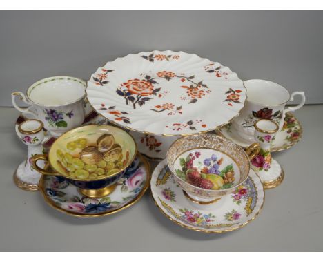 A box of approximately 25 decorative cups, saucers, many Royal Albert (seconds), Coalport, Crown Staffordshire, etc. **PLEASE