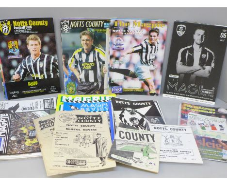 Football memorabilia; Notts County programmes with 42 different formats from 1958 onwards and including Anglo Italian Cup Fin