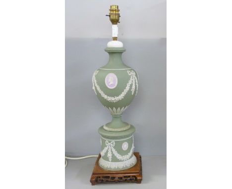 A Wedgwood green jasper table lamp, 54cm