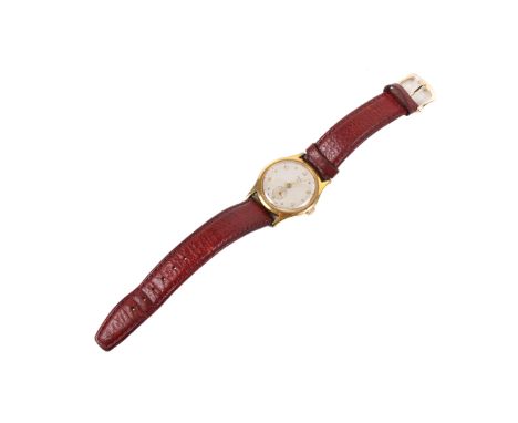 An Oris 15 gentleman's wristwatch. With gilt Arabic numerals to the champagne face, case width 3.3cm, on a brown leather stra