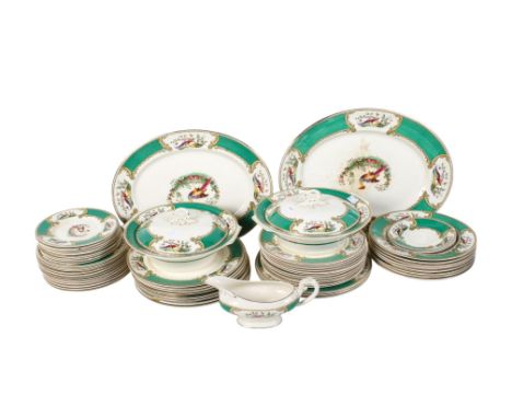 A Myott Staffordshire 'Chelsea Bird' pattern porcelain dinner service. Including two tureens, a gravy boat, etc. 