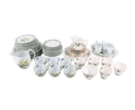 A group of mixed late 20th century tea and dinner services. Including Colclough 'Ivy' and Royal Worcester Herbs, etc.