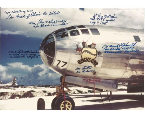 Rare Coloured, Reproduction of Vintage Photo, of Bockscar Photo Size 11 by 8 inches Crew Signed Bockscar is the name of the A