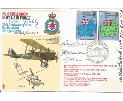 Great War WW2 aces multiple signed cover. Lt Col R. M. York, Peltz, R. Kowalski, Air Vice Marshall Sir R. Macfarlane, Wg Cdr 