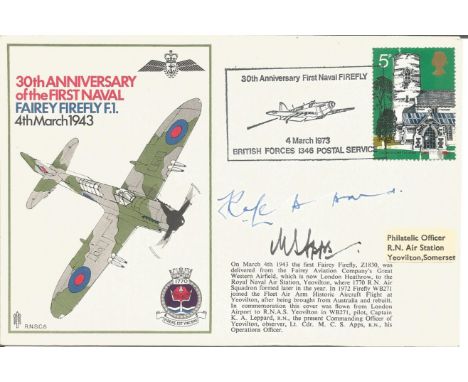 Captain K A Leppard and Lt Cdr M C S Apps signed RNSC6 cover commemorating the 30th Anniversary of the First Naval Fairey Fir
