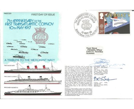 Commander Geoffrey T Marr and Captain B G Telfer signed RNSC, 5, 9 cover commemorating the 71st Anniversary of the First Tran