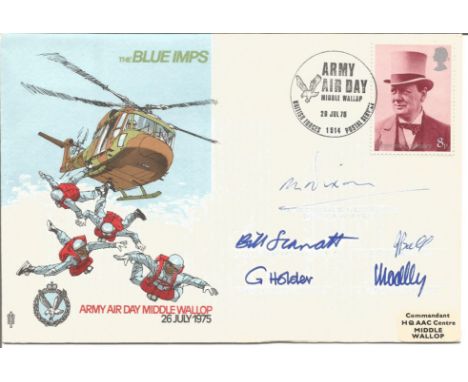 Army Air Day Middle Wallop, The Blue Imps cover signed by Major General R L C Dixon, Lt W T Scarratt, W O 2 J Ball, Capt G Ho