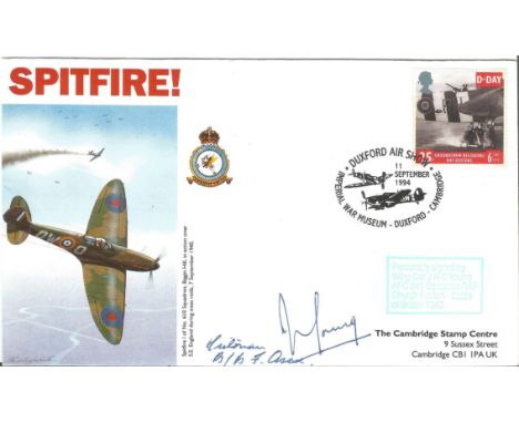 Wing Commander J R C Young, AFC, 249 Squadron Battle of Britain veteran 1940, signed Spitfire cover, certified copy No. 11 of
