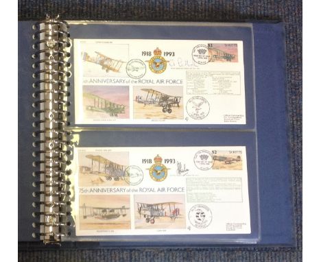 75th Ann RAF VIP signed collection. Complete set of the 30 covers in Blue Logoed RAF Album. Covers are all flown by the RAF a