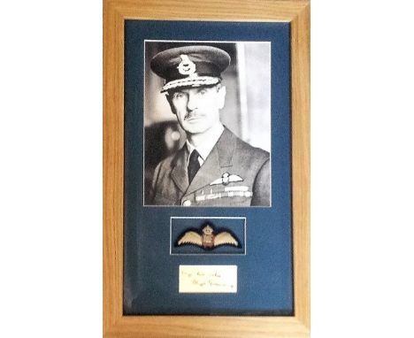 Battle of Britain Sir Hugh Dowding WW2 RAF signed autograph presentation. Bold autograph. Solid oak frame approx 16 x 12 inch