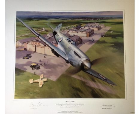Michael Turner 19x22 Birth of a Legend limited edition print 80/250 signed by Alex Henshaw MBE, Kings Cup winner and Spitfire