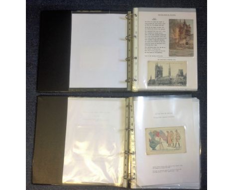 WW1 Great War Postcards Annotated In Two Large Volumes. These Two Superb Volumes Have Been Carefully Put Together Using Postc