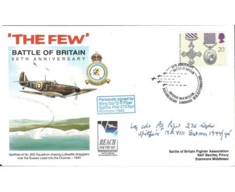 Wing Commander G R Piper 273 Squadron Spitfire MK VIII Rangoon Burma 1944/45 signed The Few Battle of Britain 50th Anniversar
