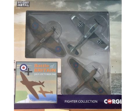 Battle of Britain Corgi Diecast model Fighter Collection in original box near mint condition. Good Condition. All autographed