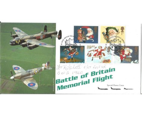 Sgt. Arthur T R Aslett 235 Squadron Battle of Britain veteran 1940, signed Battle of Britain Memorial Flight cover, certified