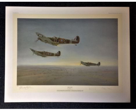 Gerald Coulson First Light 27x21 limited edition print 82/300 signed by Sqn Ldr Geoffrey Wellum and Sqn Ldr Neville Duke toge