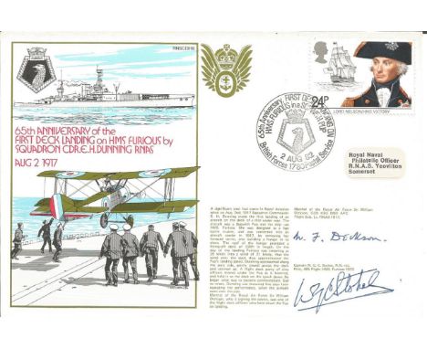 Marshal of the Royal Air Force Sir William Dickson and Captain W G C Stokes signed RNSC, 3, 18 cover commemorating the 65th A