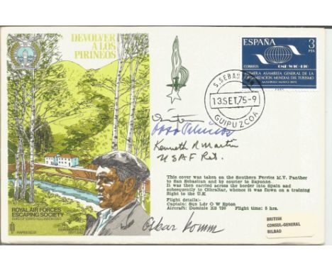 ES5, Kenneth R Martin, USAF ace and Escapee, Oskar Romm, Luftwaffe ace, and Otto Schultz, Luftwaffe ace, signed Hans Rossbach