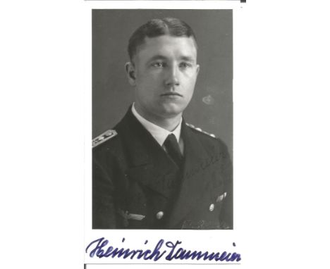 Heinrich Dammeier WW2 Uboat ace signed 6 x 4 inch b/w photo. born 9th February 1914 - died 16th May 2001, 86, Joined Navy in 