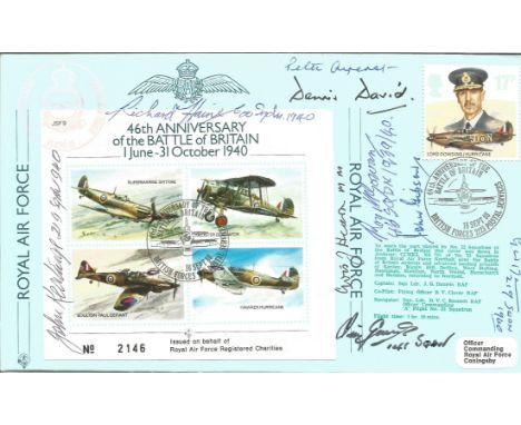 Battle of Britain Pilots multiple signed cover. JSF9c 46th Anniv Battle Of Britain W. D. David &amp; another 8 Battle of Brit