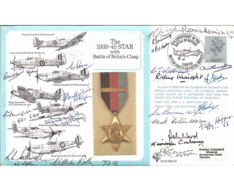 Multiple signed Battle of Britain Special Cover No. 2 for the Rosette in the Awards Series containing the signatures of 21 Ba