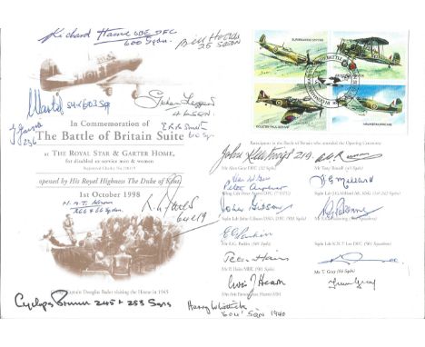 Battle of Britain Suite Cover Signed 22 Battle of Britain Pilots, Crew. 1st Oct 1998 In Commemoration of the Battle of Britai