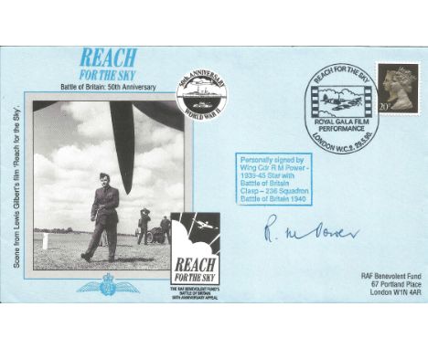 Wing Commander R M Power, 1939-45 Star with Battle of Britain Clasp, 236 Squadron Battle of Britain veteran 1940, signed Reac