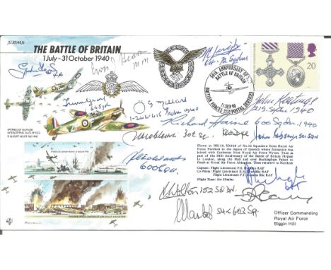 Battle of Britain Pilots multiple signed cover. JS/50/40/6 Battle of Britain Major Assault 1 July - 31 October 1940 signed 15