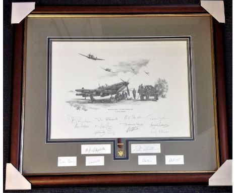 Readiness at Dawn framed WW2 print by Nicolas Trudgian. Battle of Britain 1940 Pencil drawing mounted with replica medal BoB 