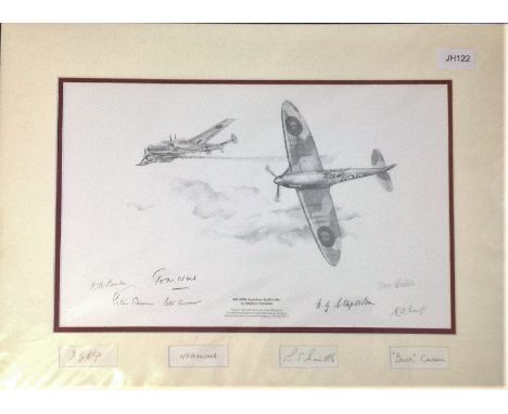 Stephen Teasdale 609, WR, Squadron Spitfire Mk 1 Publishers Proof Edition 10/10 mounted and wrapped 20x15 signed by 10 Battle