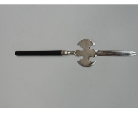 A Silver Letter Opener in the Form of a Halberd (a Combined Spear & Battle Axe), with a Wooden Handle - Hallmarked for Birmin