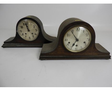 2x Oak Napoleon Mantel Clocks 