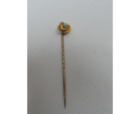 18ct Gold Turquoise Set Stick Pin 