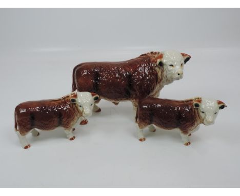 3x Matching Ceramic Butcher Shop Bulls from Butcher Shop in Braunton 
