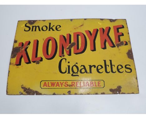 Enamel Sign 'Smoke Klondyke Cigarettes' - 20"x 30" 