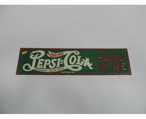 'Pepsi-Cola' Enamel Sign - 6"x 22" 