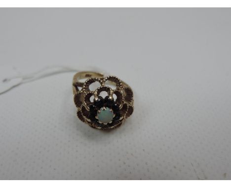 9ct Yellow Gold Opal and Sapphire Ring 