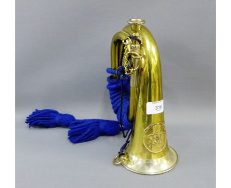 Brass bugle with makers mark C W Moritz, Berlin, 1915