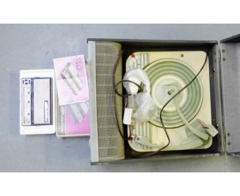 Vintage record player, together with a stylophone, (2) 