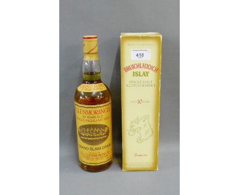 Glenmorangie 10-year old single Highland Malt Grand Slam Dram bottle of Whisky, 75cl, 40% vol, together with Bruichladdich Is