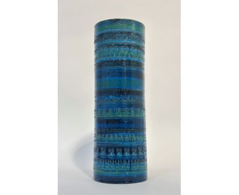 Aldo Londi (1911-2003) for Bitossi, a pottery stick stand glazed in Rimini blue, painted marks, "514/50 Italy" to the base. H
